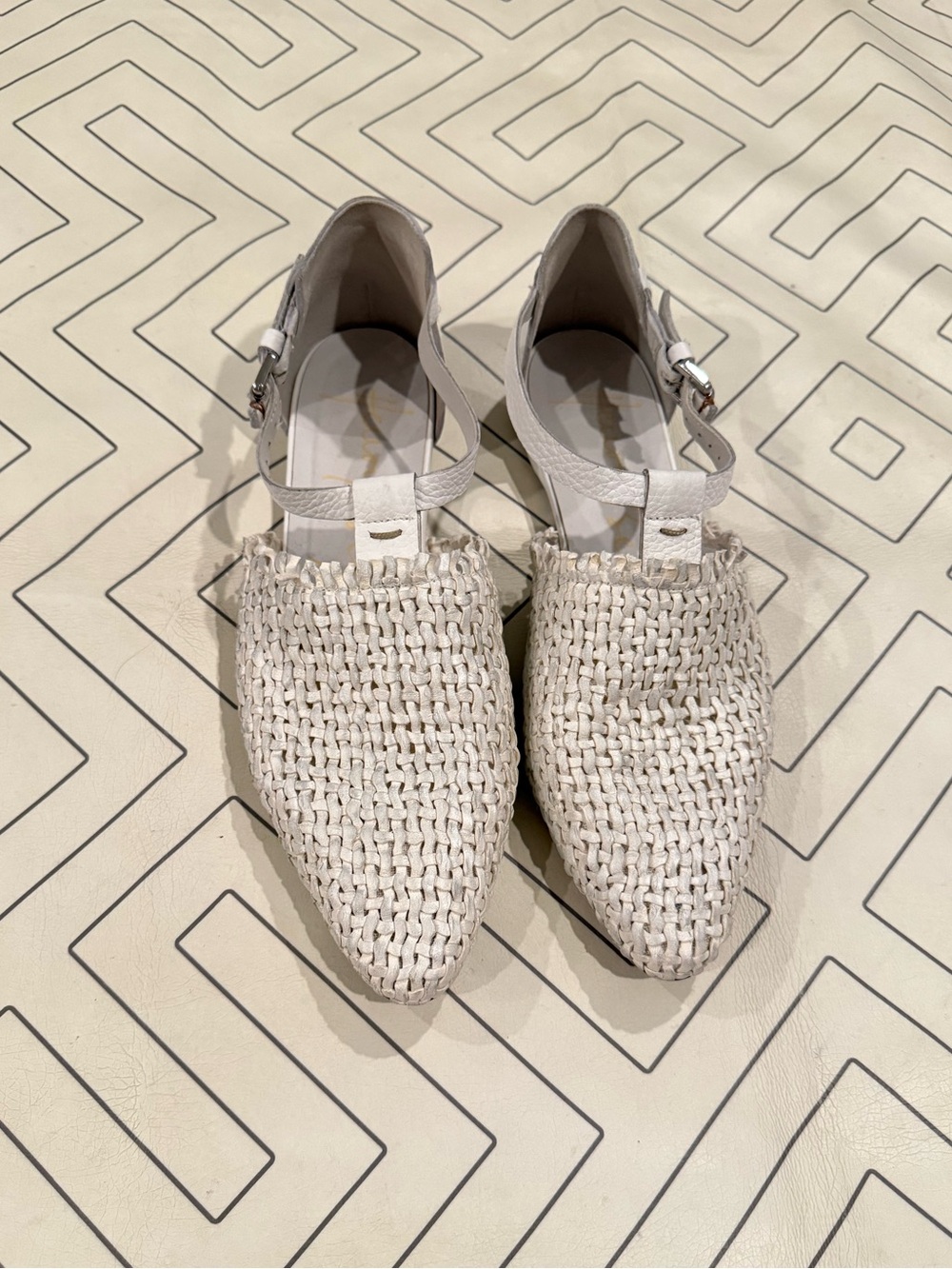 Anthropologie White Woven Flats